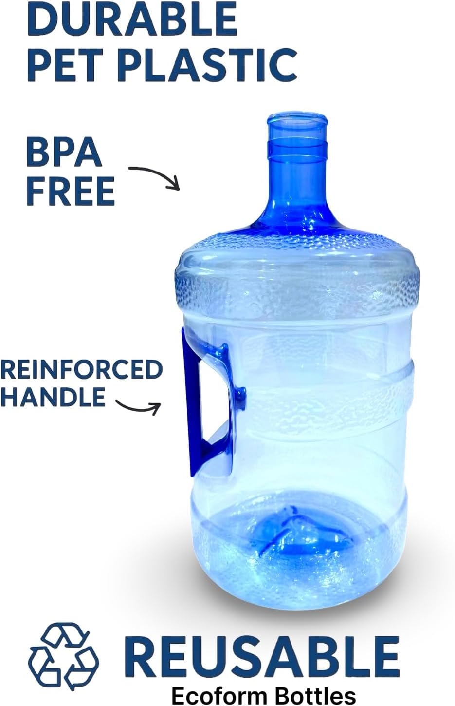 EcoForm 3 Gallon BPA Free Compact design Easy Transport Water Bottle (Bottle Only/No Cap)