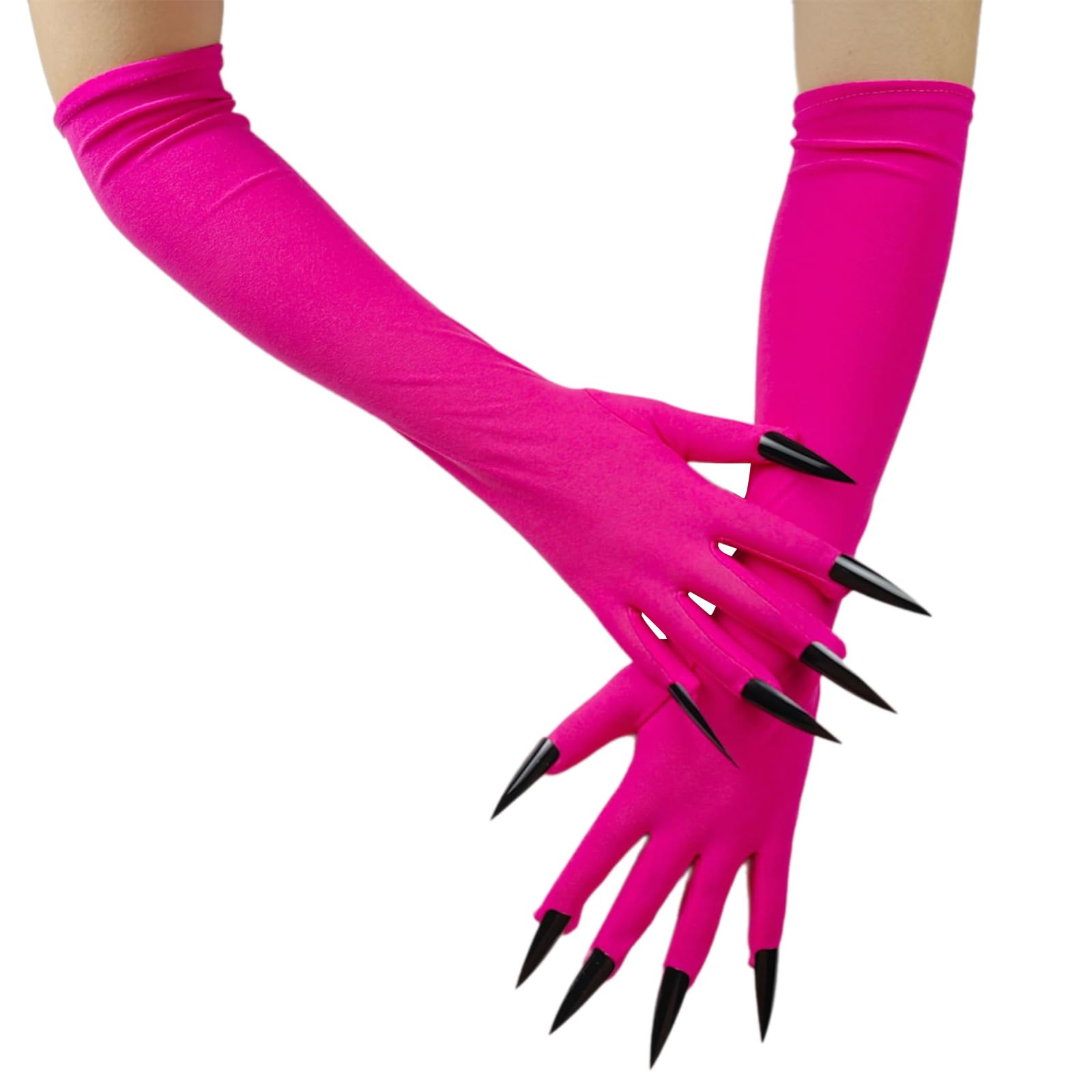 Khzen Men's Rose Red Halloween Cosplay Vampire Claw Gloves Fingernails For Cosplay Devil Cosume For Halloween Cosplay And Party Props