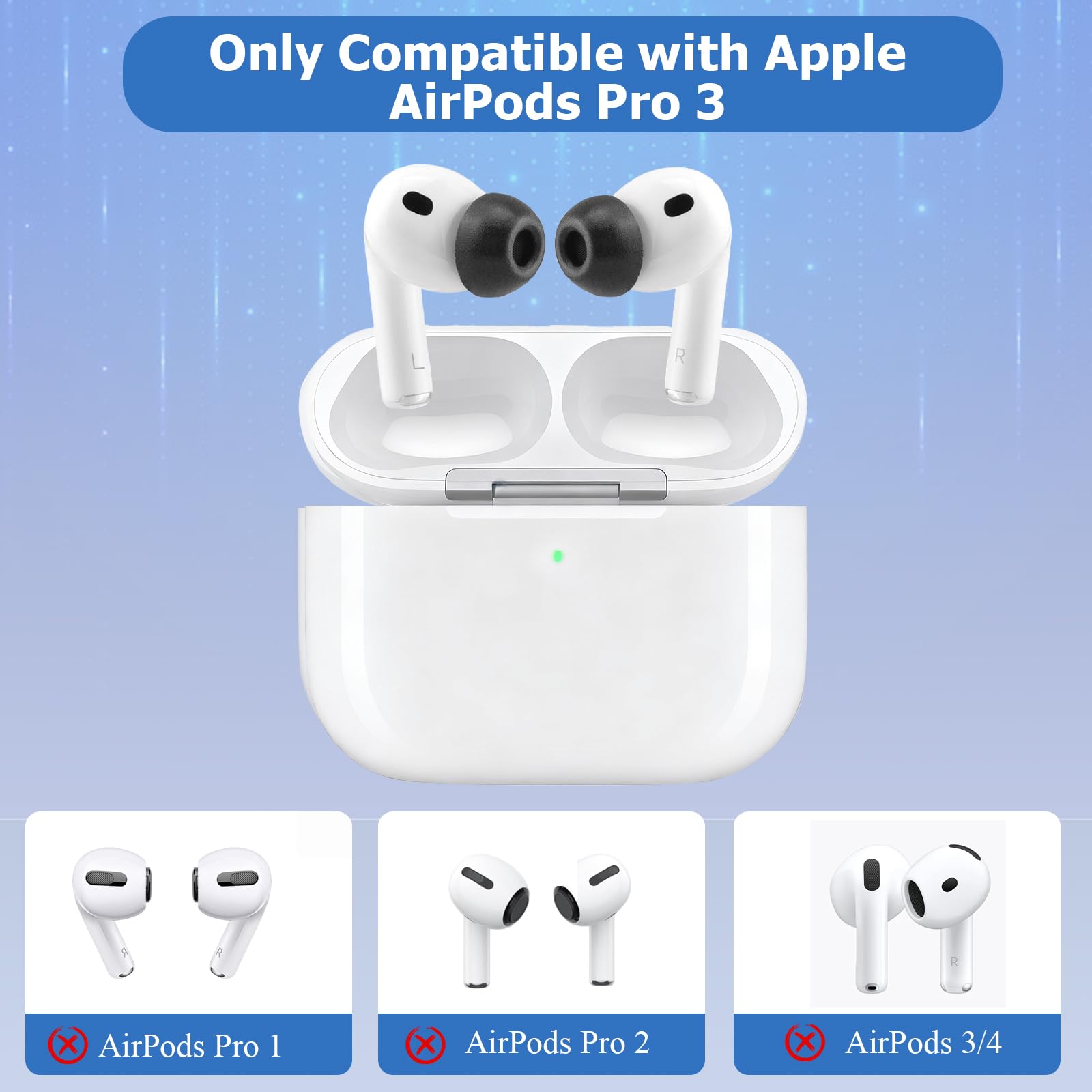 Amazon | 2025 AirPods Pro 3用メモリーフォームイヤーチップ シリコン