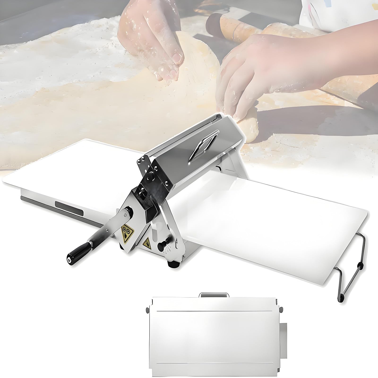 XNZJHPP Commercial Manual Dough Sheeter Machine for Croissants, Pizza & Pastry - 10 Thickness Settings (0-25mm), Easy to Clean, Perfect for Bakeries & Home Use (Home)