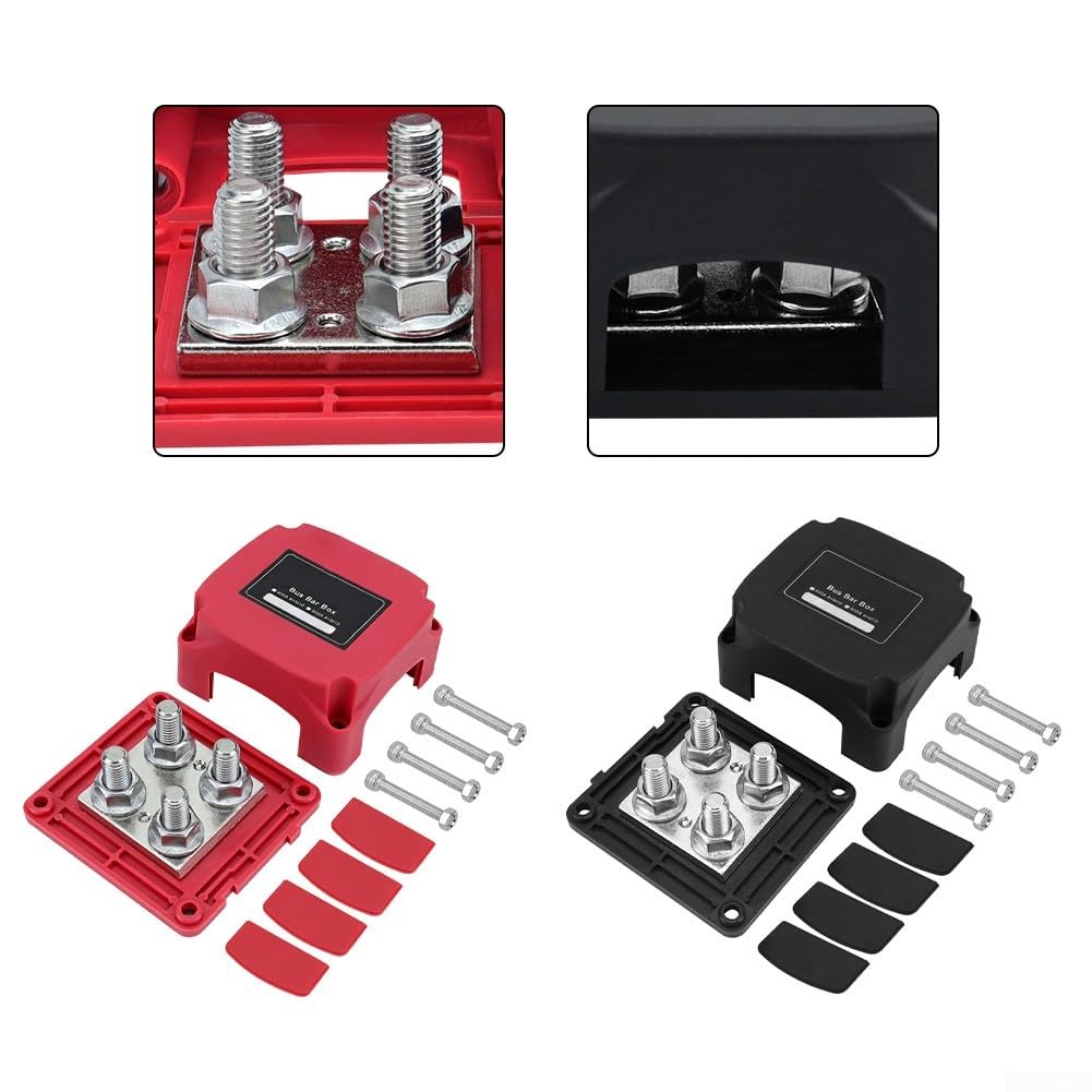 Bloc de distribution d'alimentation 400 A avec goujons M10 rouges et noirs pour barres de bus marines, bornier de batterie pour automobiles et navires (M10 rouge et noir)