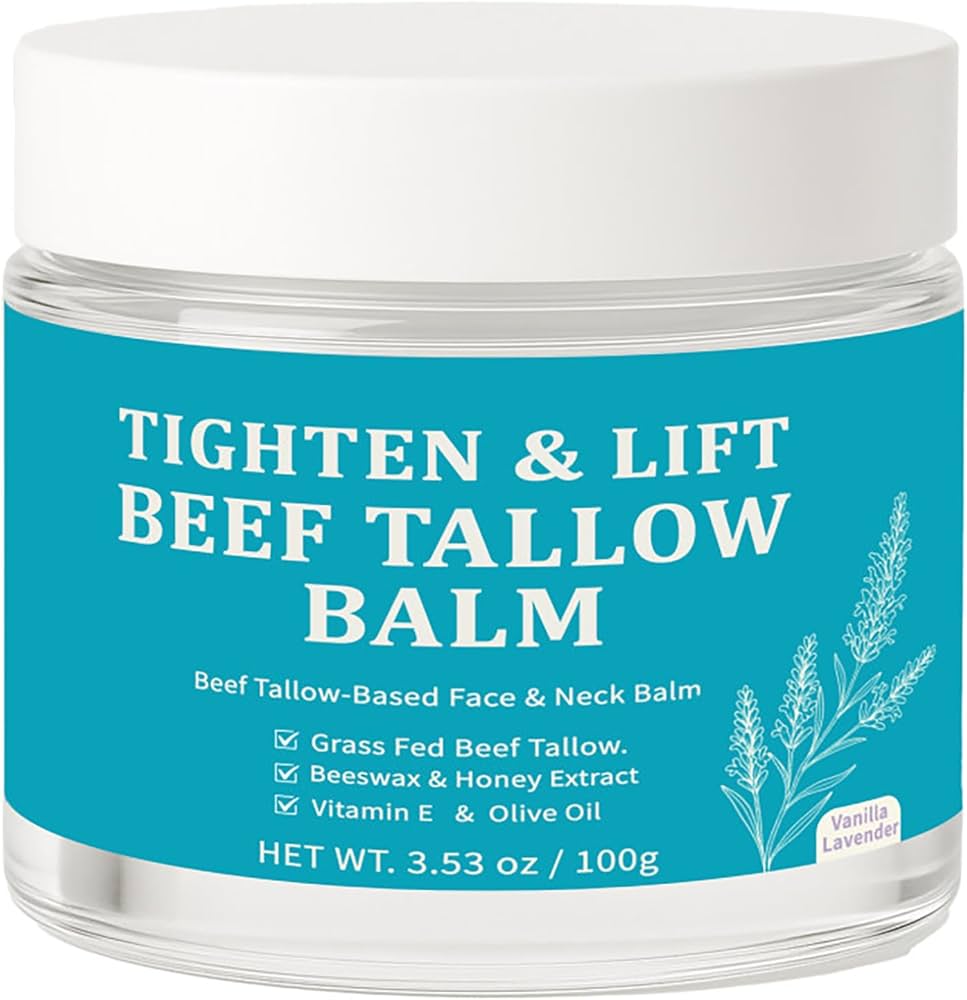 Amazon.com: Tighten & Lift Beef Tallow Balm, Grass Fed Tallow-Based Face & Neck Balm Skin Care for Women, Whipped Organic Tallow Cream Facial Moisturizer with Beeswax & Honey Extract Vitamin E &