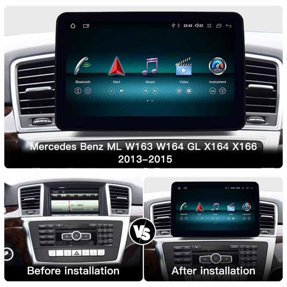 Ekran Carplay dla Mercedes Benz ML W163 W164 Z Bluetooth, Fm, Aux, Nawigacją Mapową Głosowym Siri; Obsługa Aux/Airplay/Fm, 8 Rdzeń 4G+64G