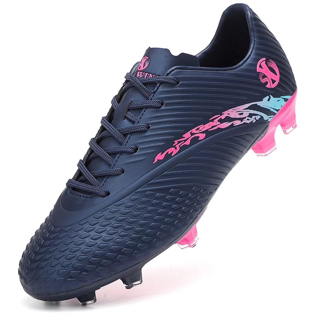 Lightweight and durable men and women soccer shoes FG sole cleats with excellent grip sport shoes spikes Outdoor Football Shoes 41 EU navy rose