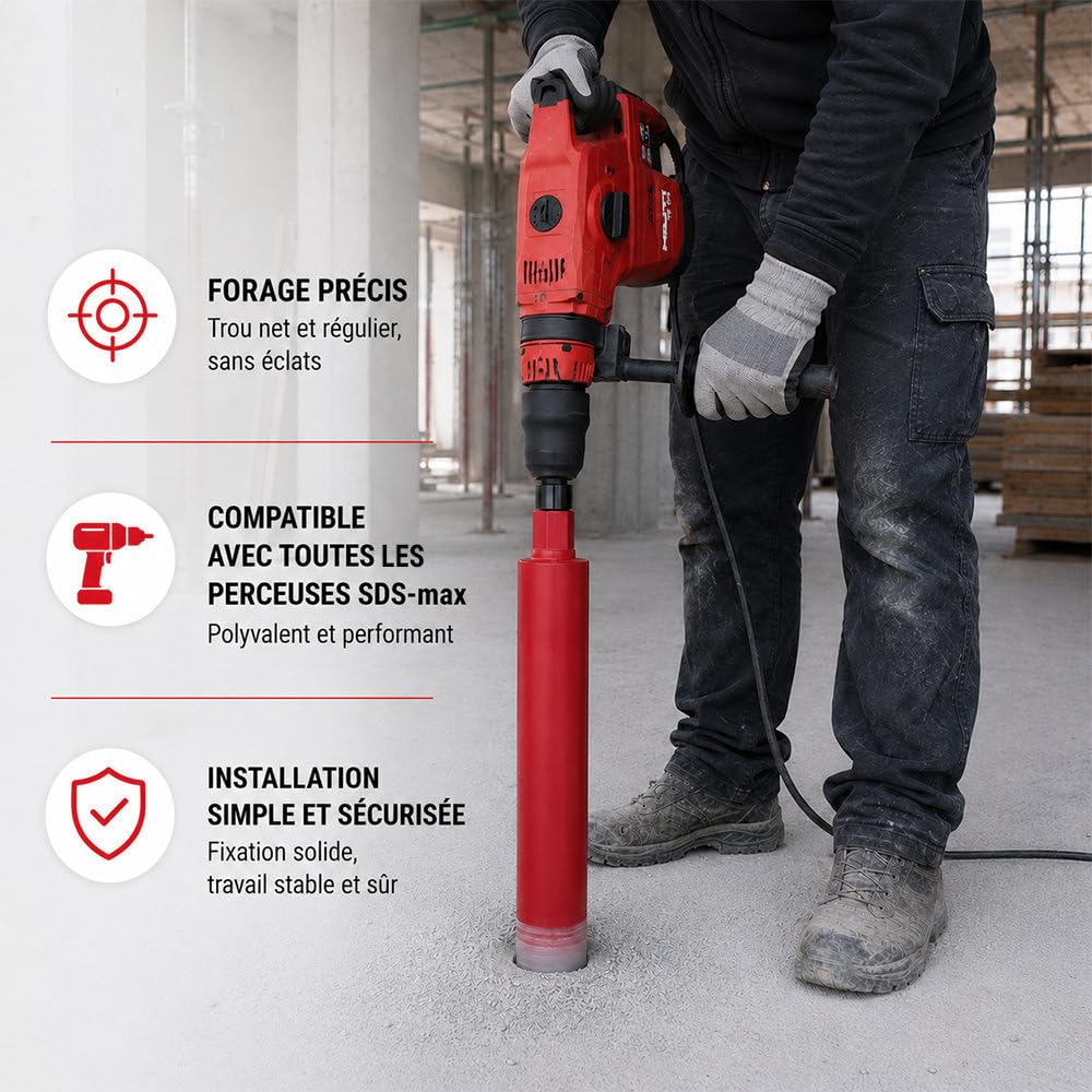 Couronne diamant Ø 162 mm avec adaptateur perceuse et perforateur SDS-max