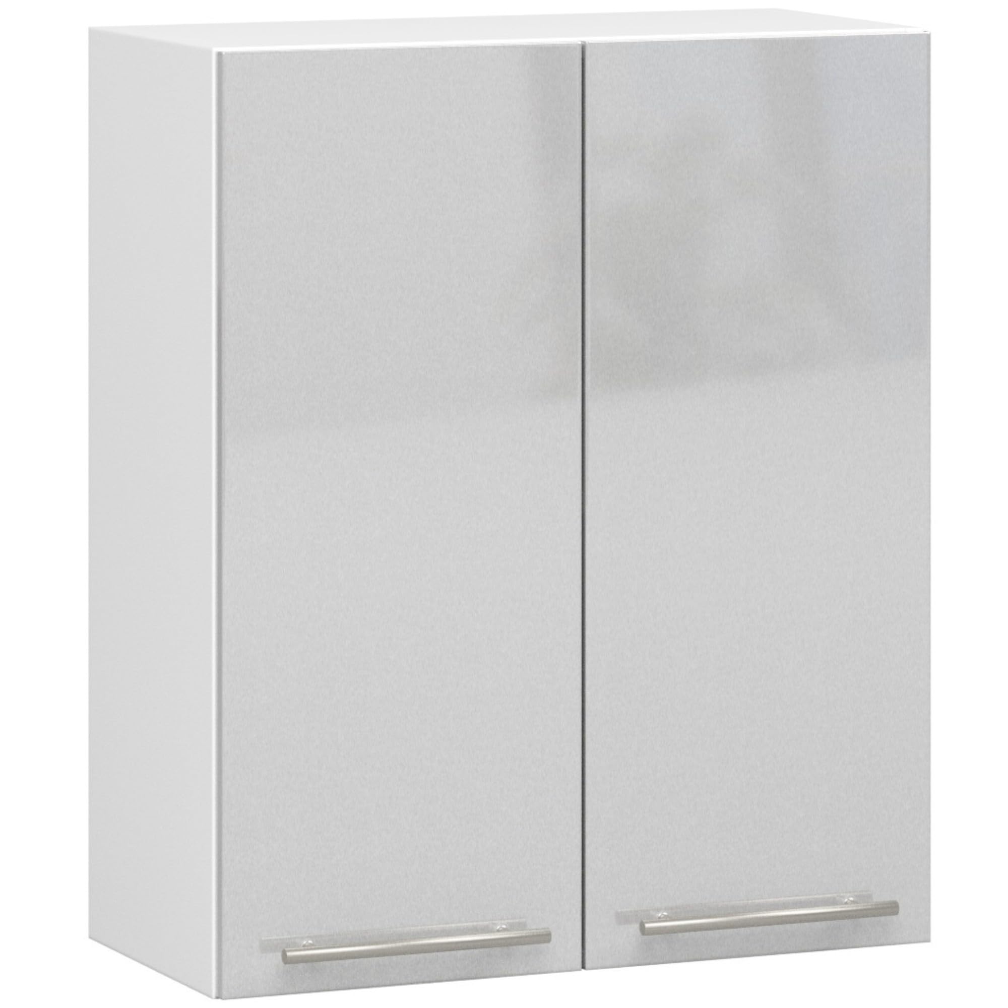 AKORD - Armario de cocina colgante Oliwia W60 | Mueble con 2 puertas y 2 estantes | Armario de almacenamiento | 60x30x72 cm | Blanco | Metallic Brillante