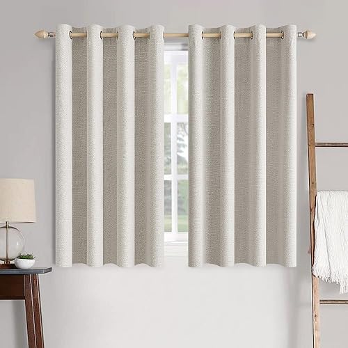 Vista 76 de MIULEE - Cortinas blancas opacas con textura de lino para dormitorio o guardería, con aislamiento térmico, con ojales, para sala y decoración, 52 x