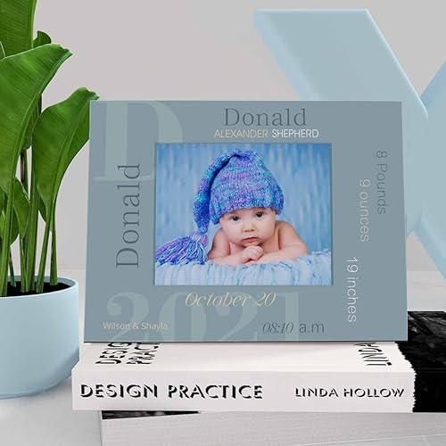 Miniatura 6 de Custom Gift for Baby Girl Cute Picture Frame with Your Photo Name Date Tabletop Display 8x6 Inches Nursery Decor - Baby Gift for Newborn, Boy, Girl