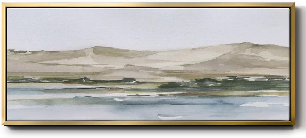 Renditions Gallery Floater Framed Wall Art For Home Desert Mountains Canvas Art Work Paintings & Prints for Office Bedroom Kitchen - 24"X60" GOLD Frame GAL034