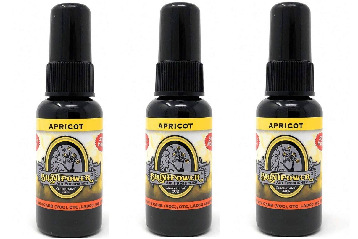 3 Pack BluntPower 1 Ounce Bottle Air Freshener Oil Based Concentrate and Oil for Burner - Apricot