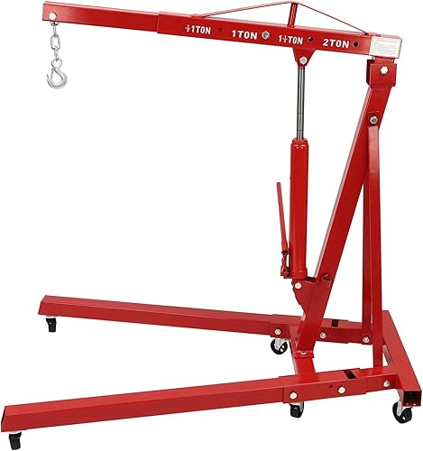 LGXSHOP Elevador de motor plegable de 2 toneladas, elevador de grúa de taller, elevador de elevación hidráulico de 4000 libras, acero al carbono