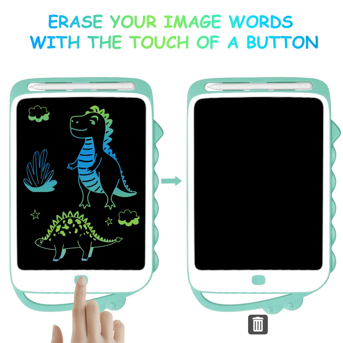 Vicloon Tavoletta Grafica LCD Scrittura, 10 Pollici Elettronica Tavoletta Grafica con Display Colorato, Cancellabile Lavagna Portatile da Disegno per Bambini con Penna e Interruttore di Blocco, Verde