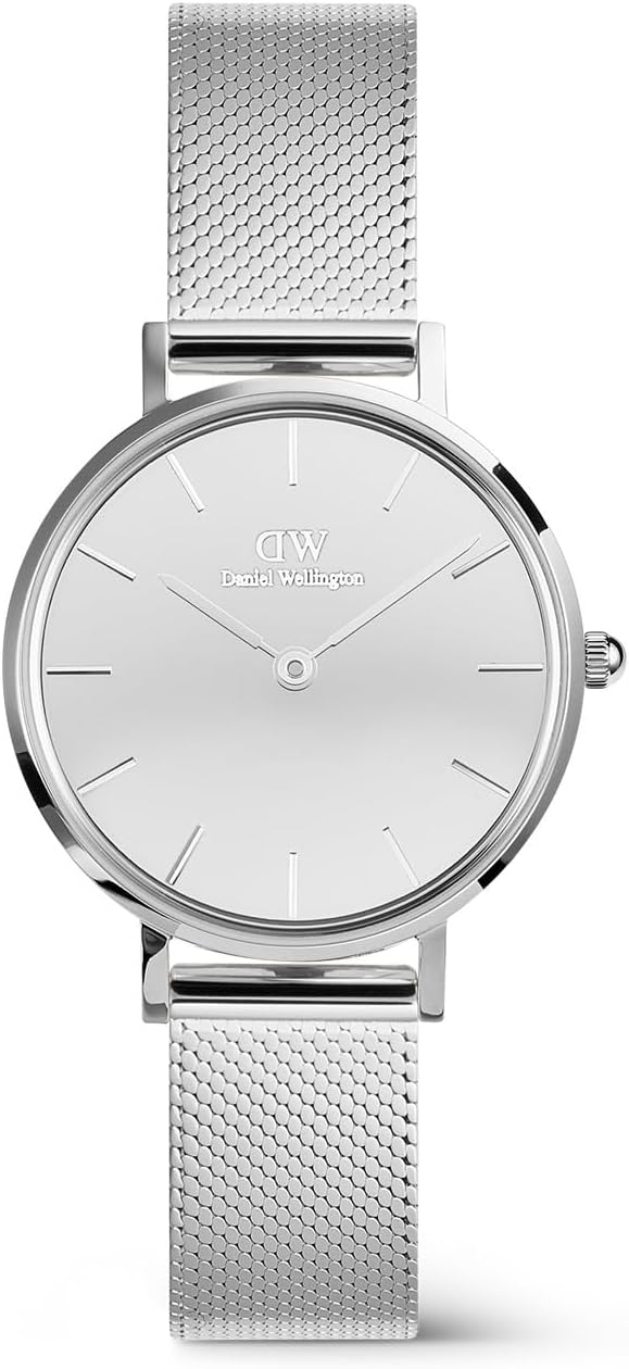 Daniel Wellington Petite Reflection Women’s Watch - 28mm Case, Japanese Quartz Movement, 316L Stainless Steel Mesh Strap, Water Resistant, Small Wrist Watch for Women
