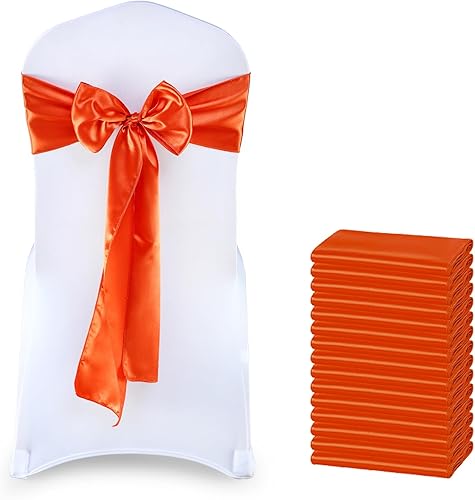 VDS Bandas de satén para silla, funda para silla con lazo en la parte trasera, lazo de satén para boda, cumpleaños, graduación, ceremonia