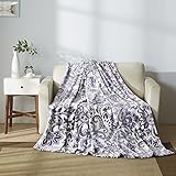 All American Collection Super Soft Ultra Comfort Plush Microfiber Solid Throw Blanket for Couch Home Bedroom Living Room (King, Beverly White/ Lavander)