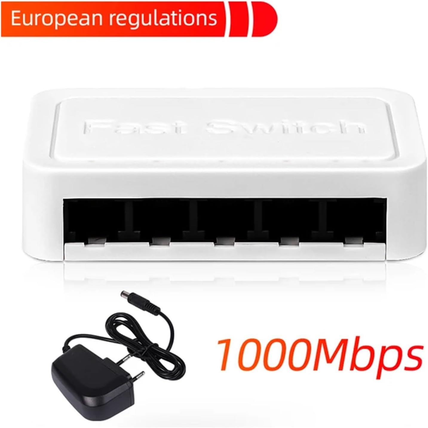 10/100/1000Mbps Mini Gigabit Network Switch 5-Port Ethernet Switch Internet Splitter Desktop RJ45 Hub(1000M EU White)