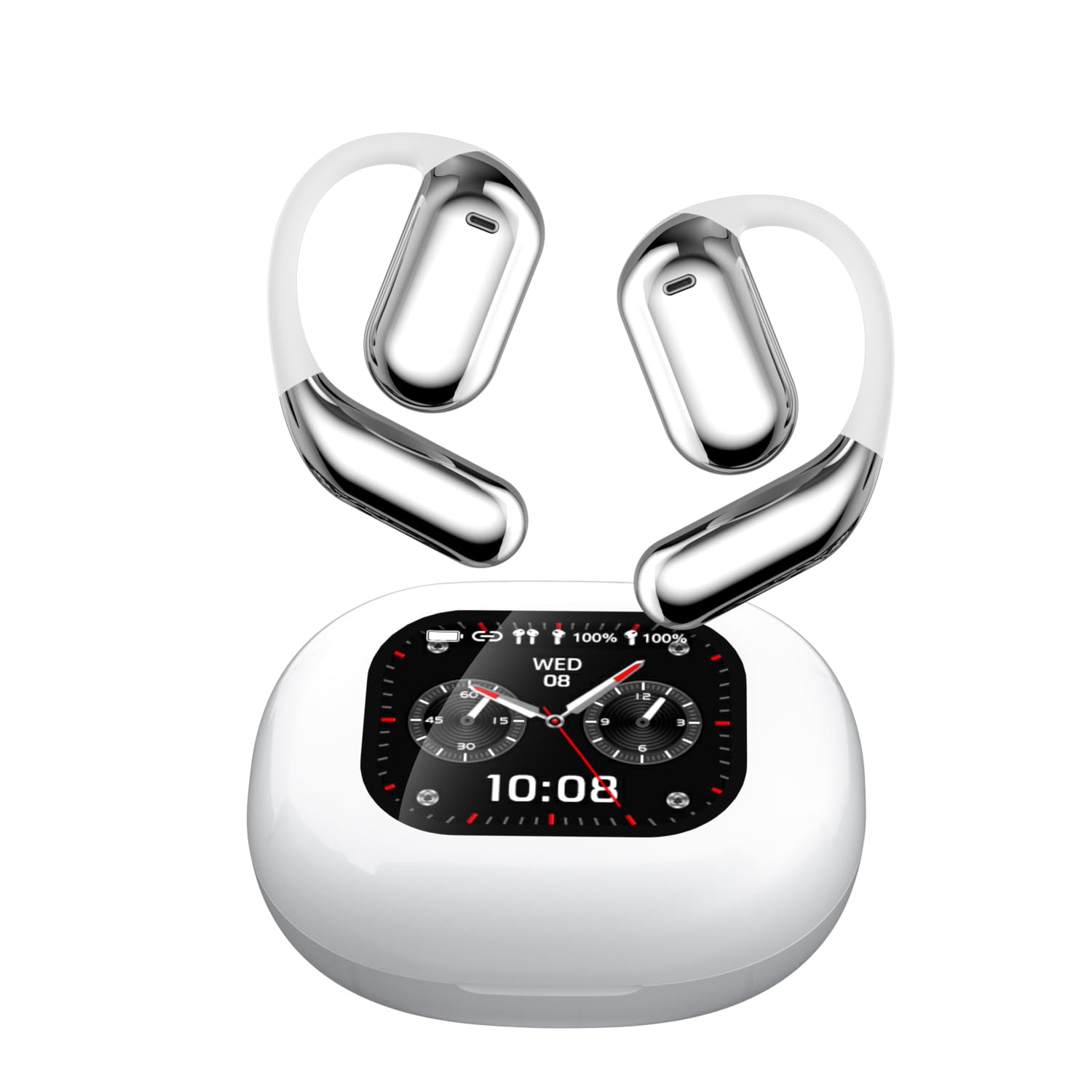 Auriculares Intrauditivos HiFi Inalámbricos Bluetooth 5.3, Cancelación Activa de Ruido ENC, Comodidad de Oído Abierto, para Música Llamadas, 40h Autonomía, Control Táctil, Android/iOS (Blanco)