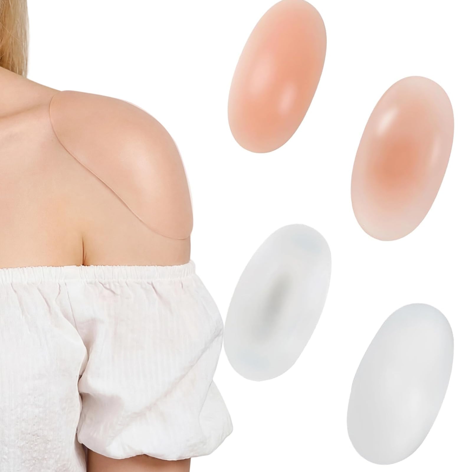 Eulihent 2 Pares Hombreras Autoadhesivas de Silicona Hombreras de Silicona Reutilizables Hombreras de Silicona Transparentes Hombreras Adhesivas Antideslizantes para Mujeres Hombres