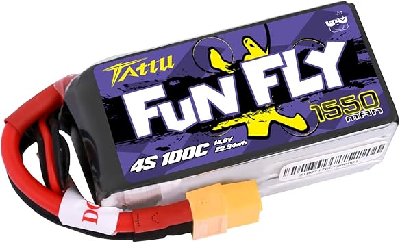 Amazon.com: Tattu FunFly 4S Lipo Battery 1550mAh 100C 14.8V LiPo Battery  Pack with XT60 Plug for RC Boat Heli Airplane UAV Drone FPV Skylark Emax  Nighthawk 250 Practice : Toys \u0026 Games