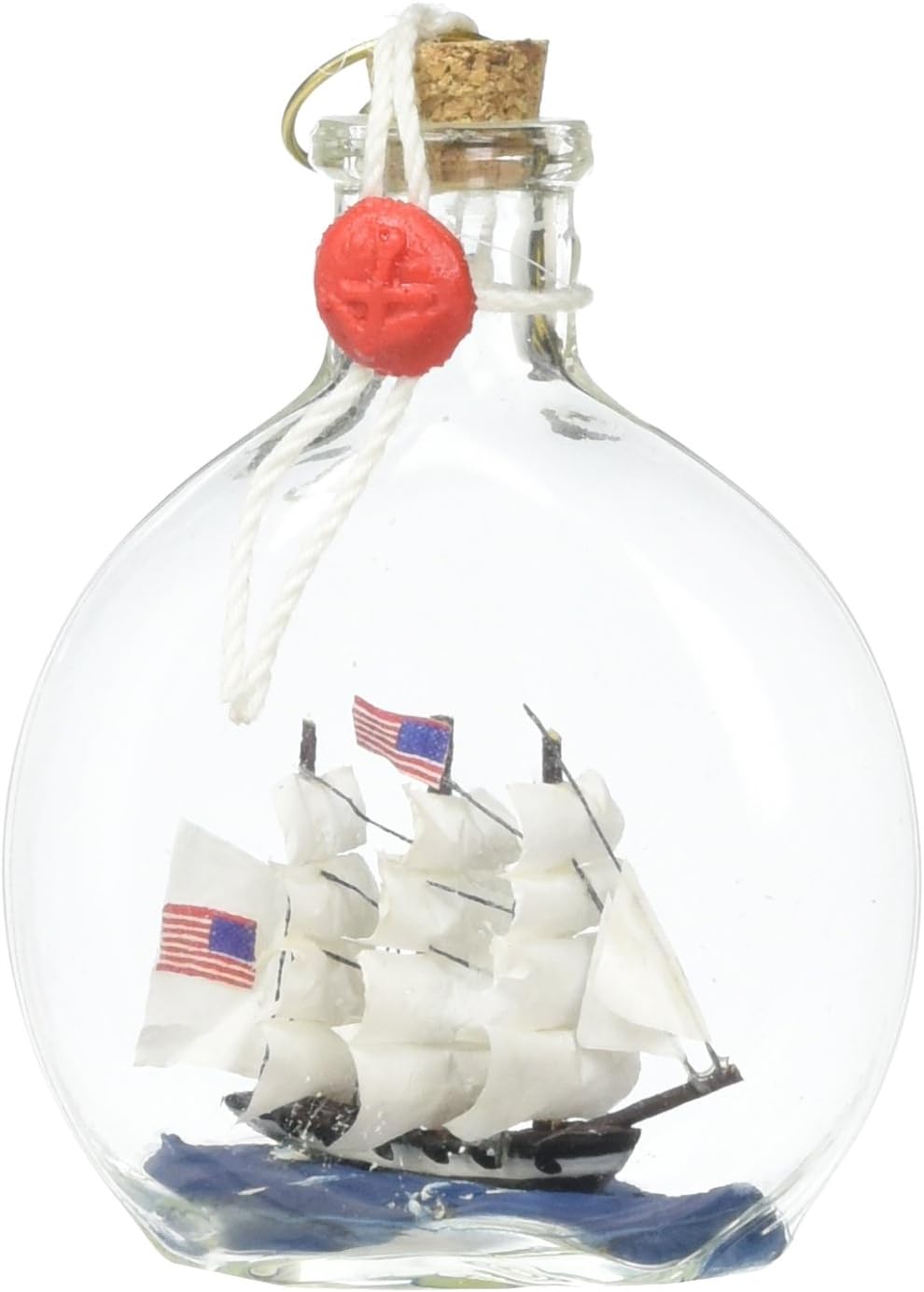 Hampton Nautical USS Constitution Model Ship in a Glass Bottle Christmas Ornament, 4"
