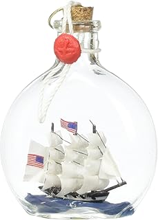 Hampton Nautical USS Constitution Model Ship in a Glass Bottle Christmas Ornament, 4