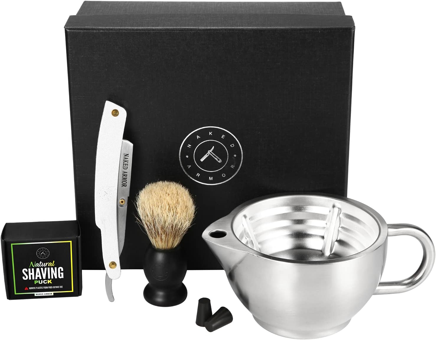 Silver Fox Shaving Scuttle Mug Kit Shaving Bowl With Shavette, Shave Soap, Shave