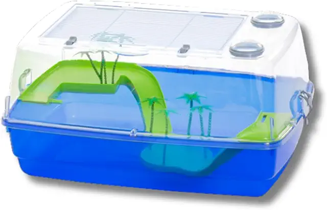 Terrario per tartarughe d'acqua Corfù con coperchio rimovibile e palme 53x38x25,5 cm