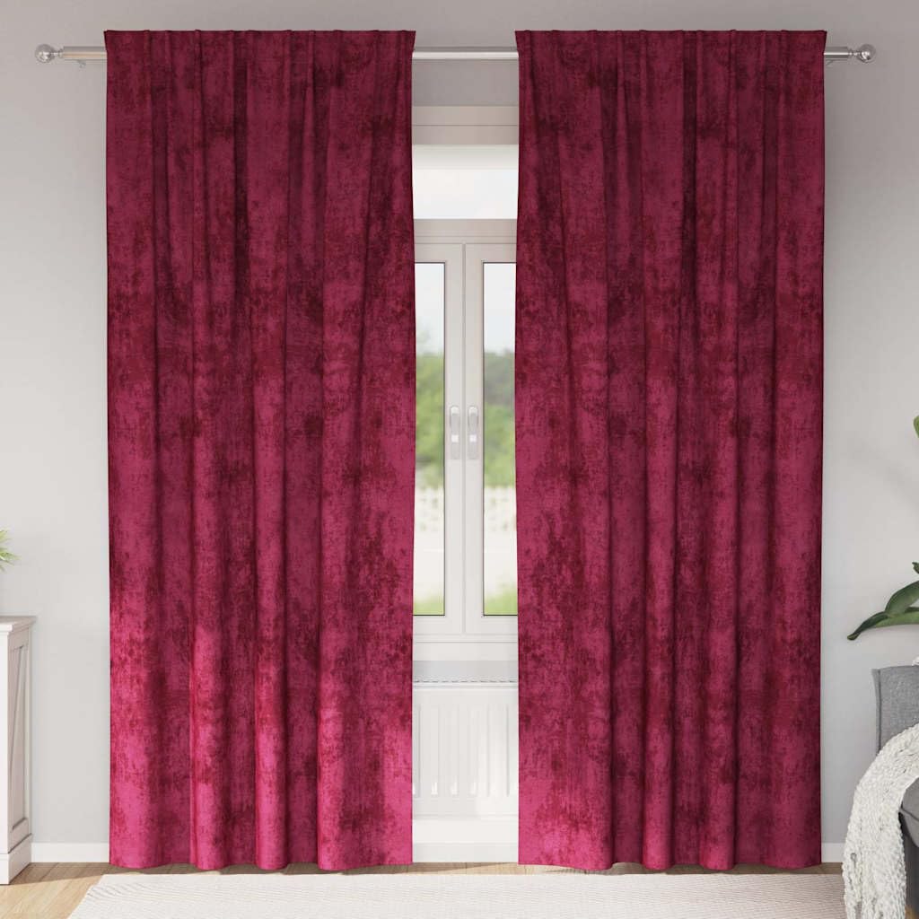 Cortinas de terciopelo rojo vino 225 x 140 cm, 2 unidades de cortinas con oscurecimiento y protección térmica contra el frío, opacas para salón, dormitorio, habitación infantil, protección