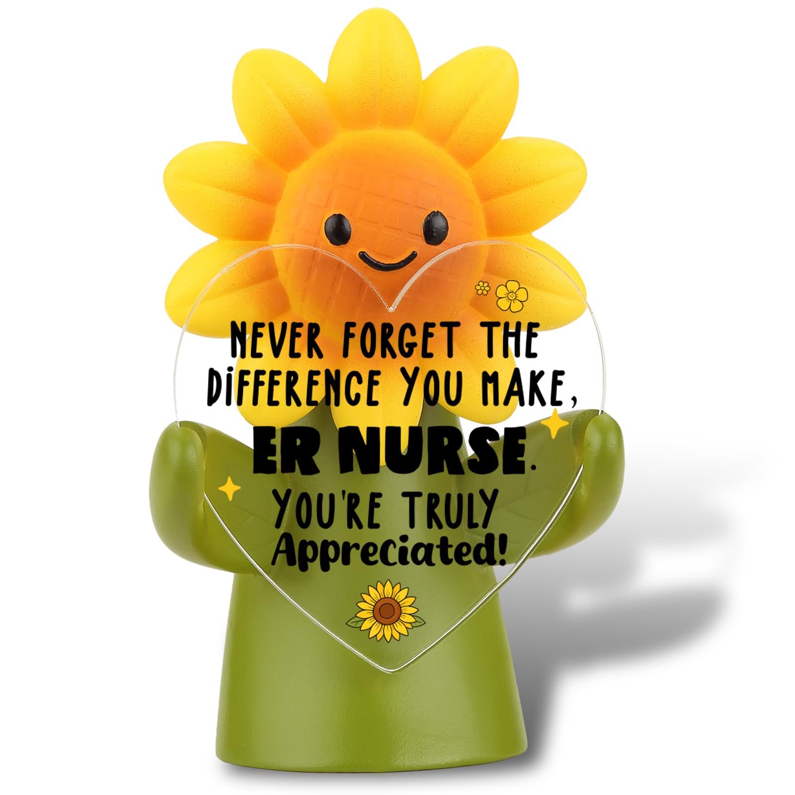 Figurine infirmière ER le cadeau idéal avec statue tournesol et plaque cœur