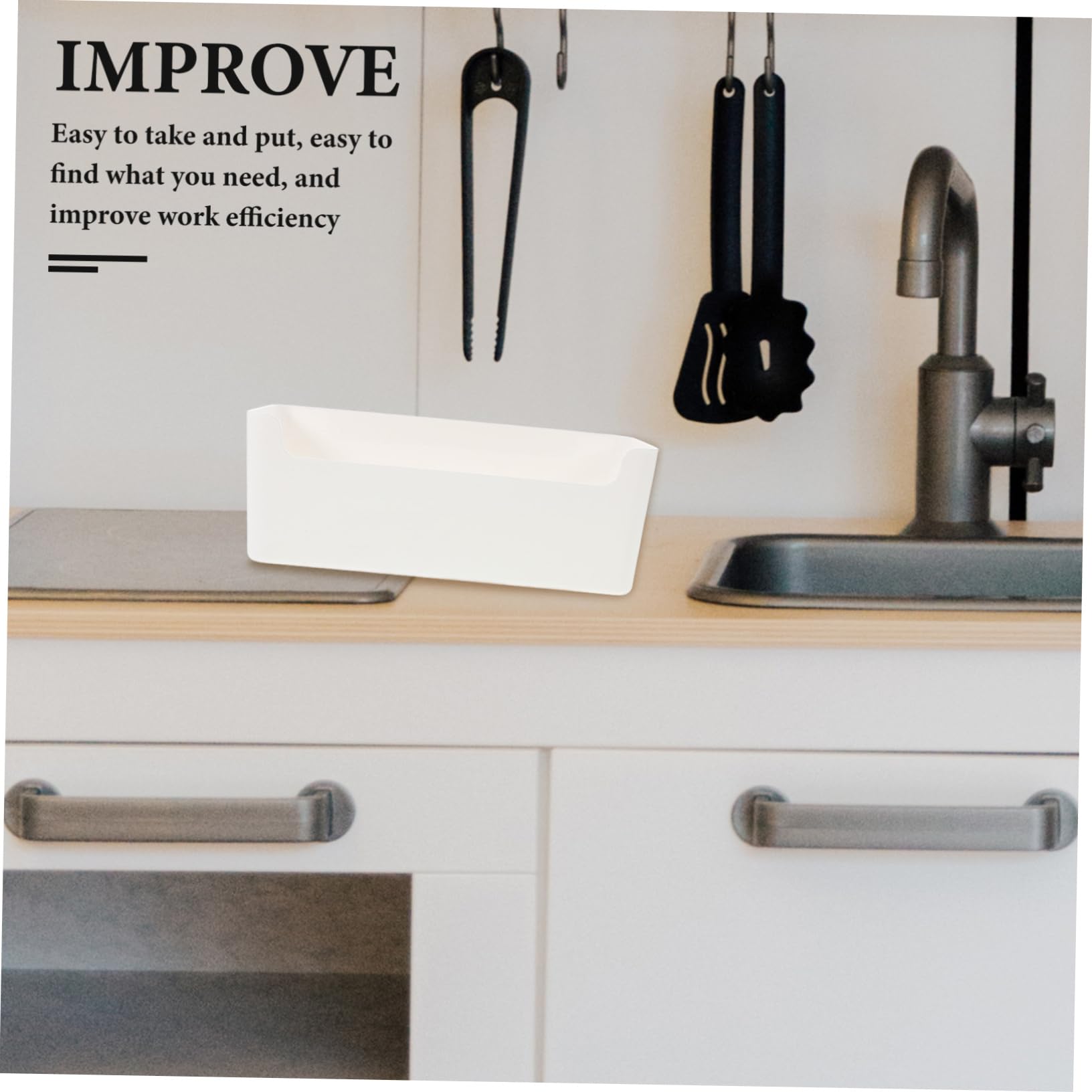 Contenitori Organizer Cucina in Plastica Bianca 8 Pezzi | Cassetto e Armadio, Divisori per Cucina, Pratici e Versatili, Ottimizzano lo Spazio