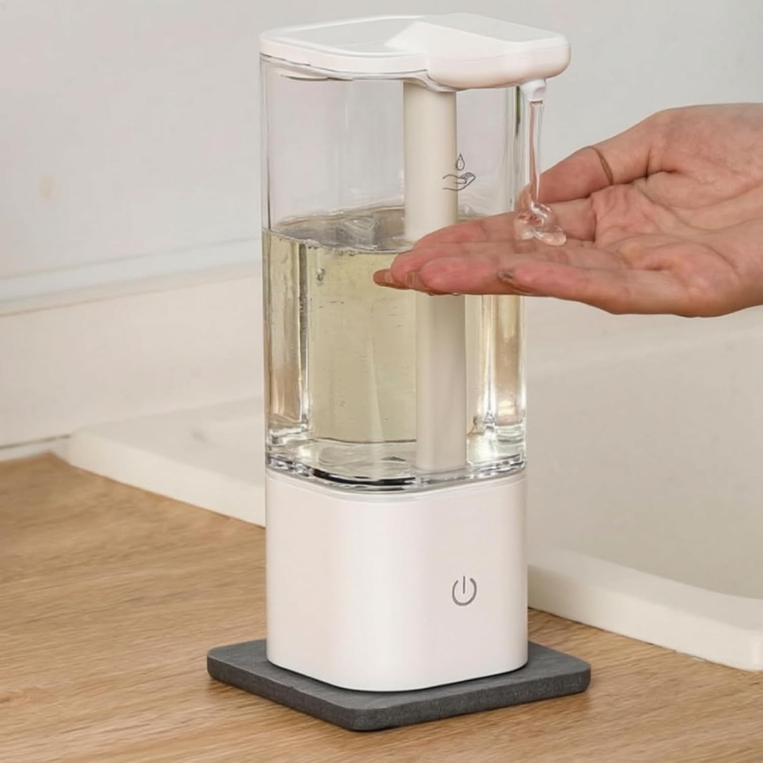 Dispensador de Jabón Automático Sin Contacto Bomba de Jabón Táctil Activado por Movimiento 550ml Recargable con Ciclo de Limpieza de 15 Segundos para Cocina, Bl