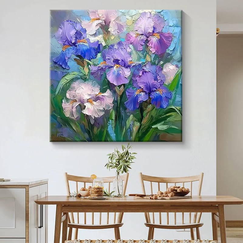 Tableau Iris Violet 120x120 | Solution Grand Format pour Meubler un Mur Vide