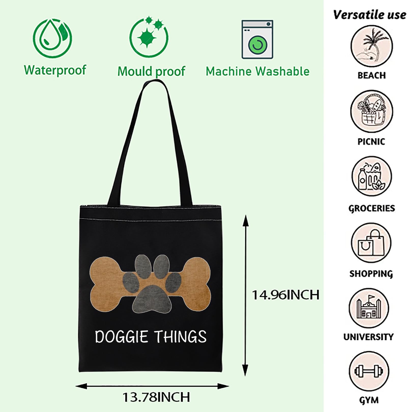 FOTAP Dog Lover Shopping Bag - Dog Owner Gift Tote (DOGGIE THING blk)