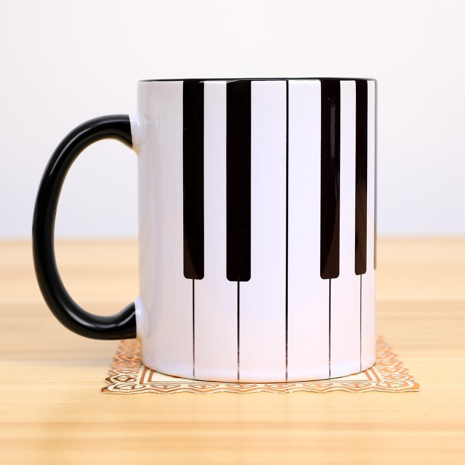 Black and White Piano Key Mug - Unique Creative Music Art Theme Ceramic Cup, Suitable for Music Enthusiasts and Piano Fans as a 325ML Ceramic Coffee Cup Gift (3806Piano keys)