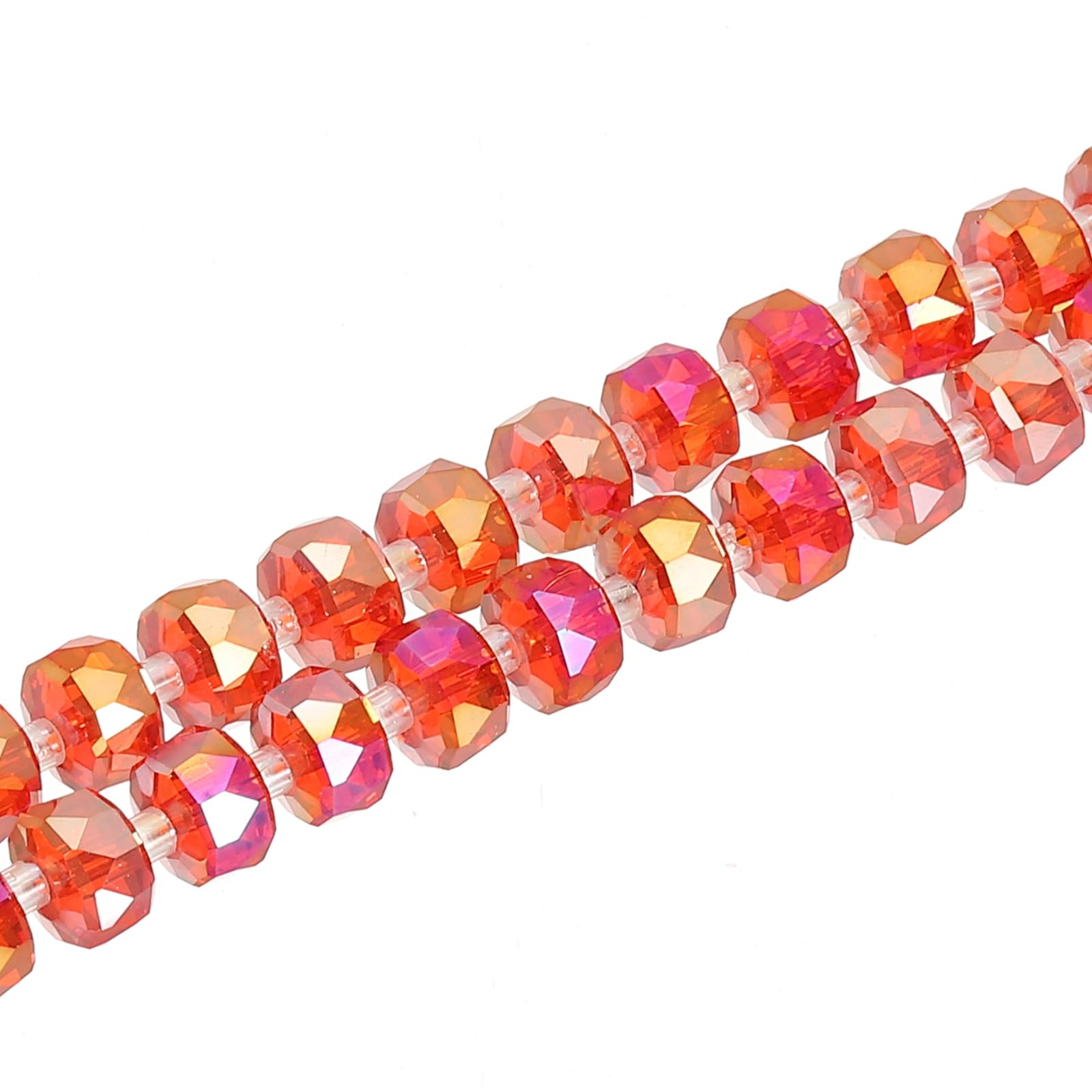 PATIKIL 75 Red Rondelle Crystal Faceted Cut Gemstone Beads, 8mm OD 5mm Thick, Strand with Spacer Beads for Craft Bracelet, Necklace