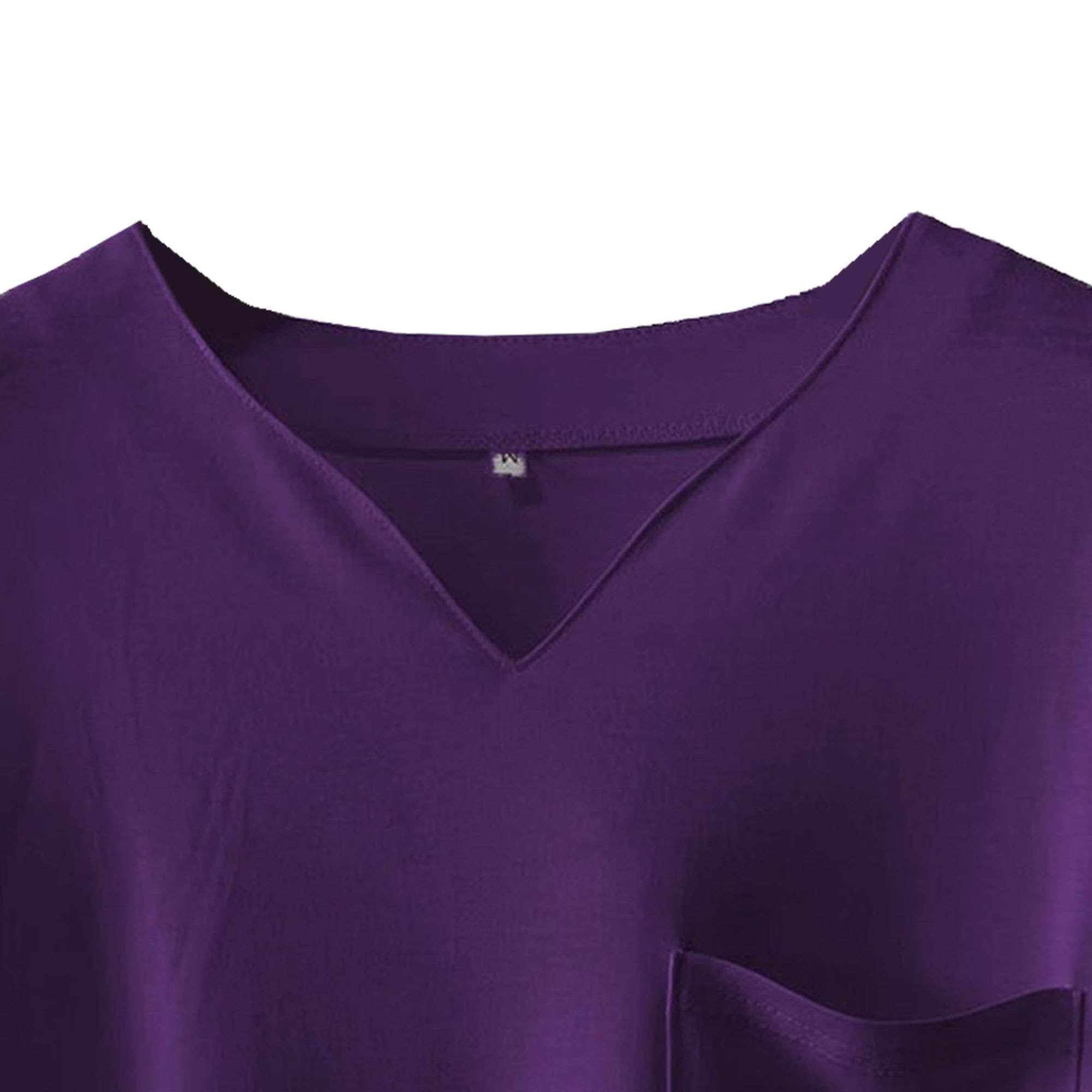 Men Chest Pocket Elastic T Shirts Classic Comfy Thin Exercise V-Neck Shirt Summer Solid Stretch Pullover Tops (Dark Purple,Small)