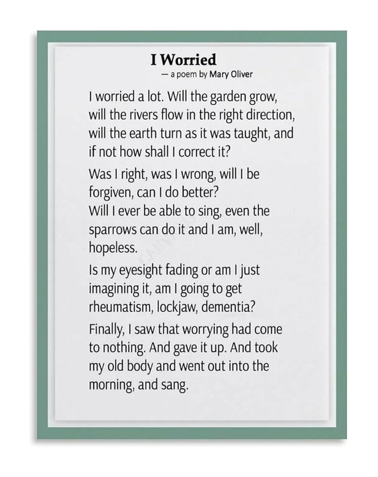 FNYUVNFAF Letting Go of Worry Quote Canvas Poster Soothing Wall-Art for Calm Corner Counseling Space and Bedroom Unframed,08x12inch(20x30cm)