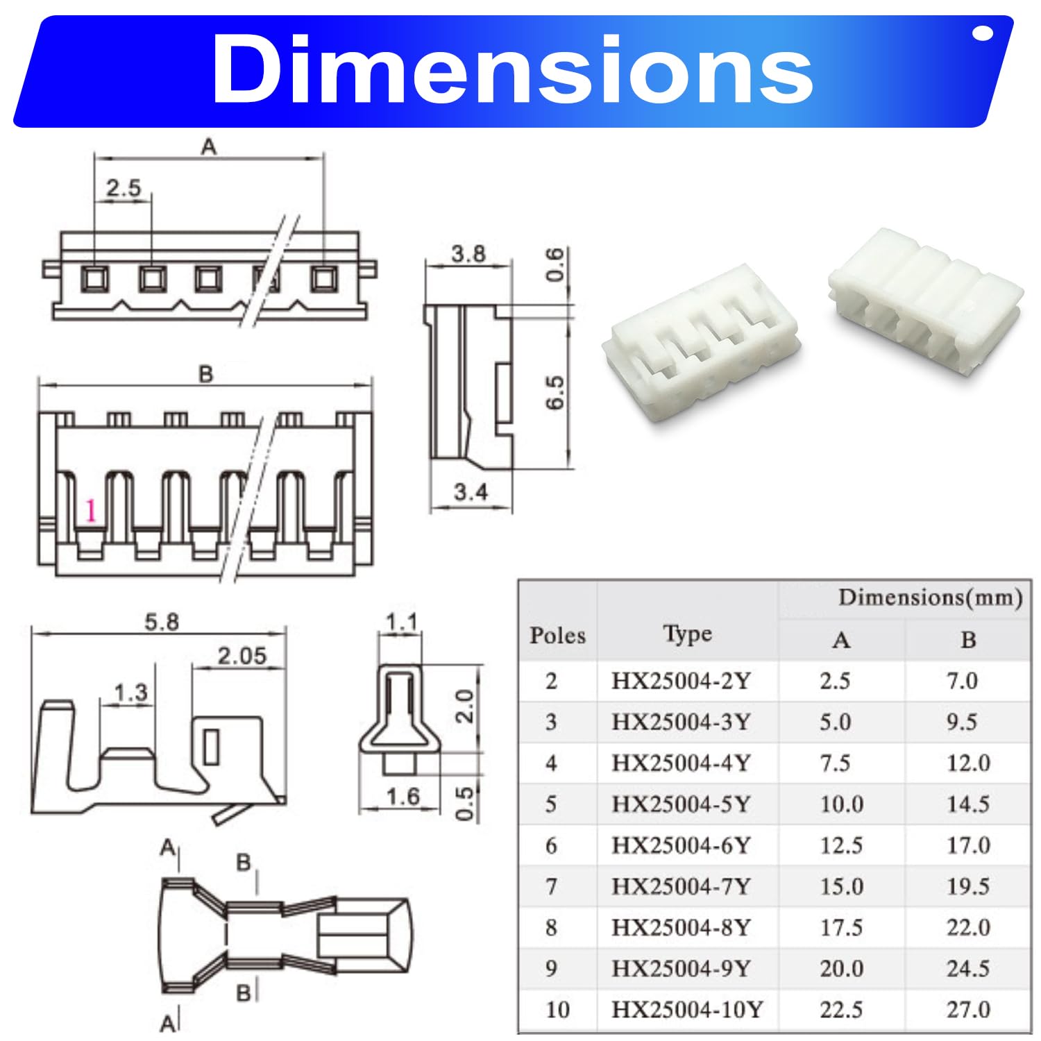Amazon.com: Yoeruyo EH 2.54 Female Connectors and 22AWG Pre
