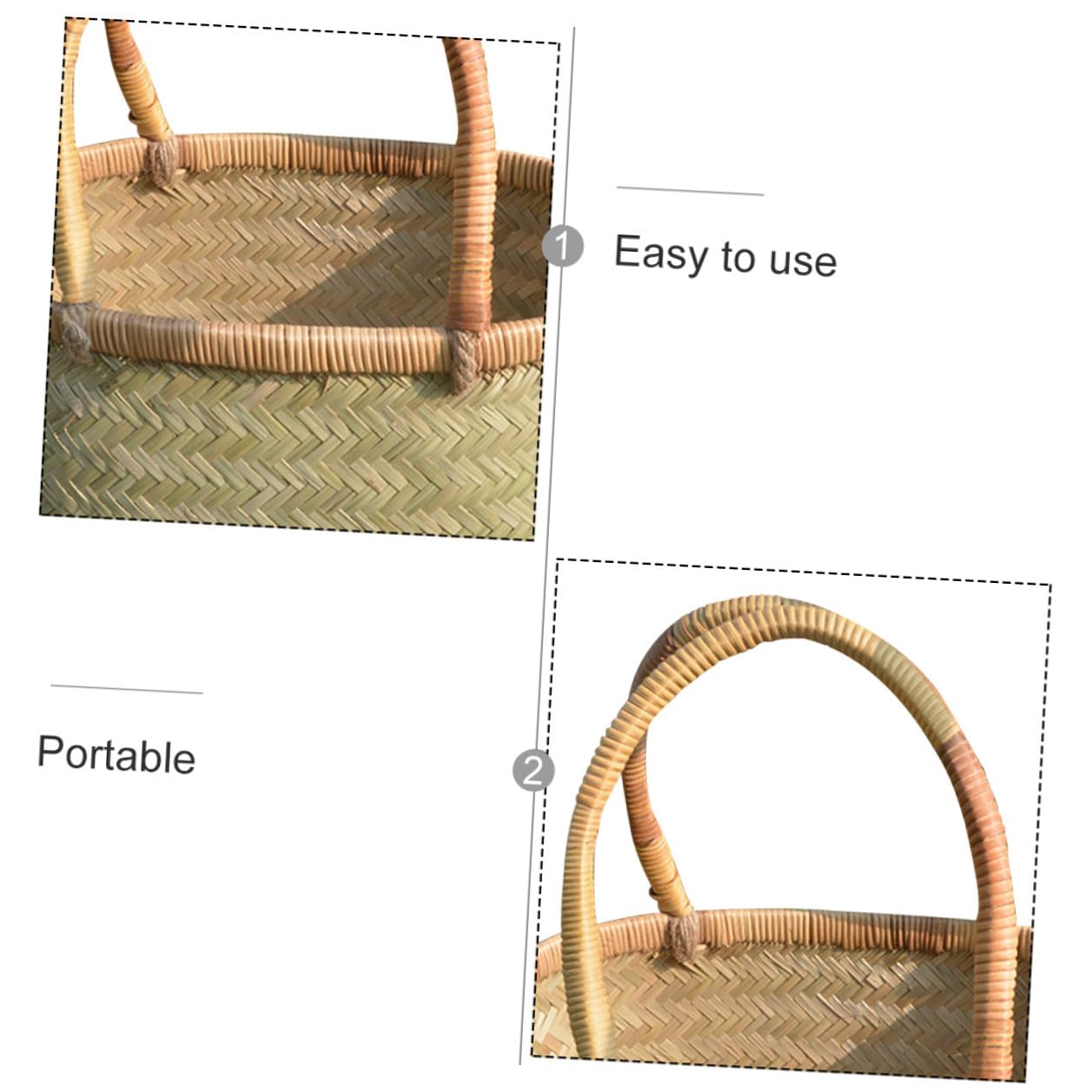 MAGICLULU Cesta Tejida De Bambú Pequeña para Picnic y Almacenamiento Cesta Multiusos Portátil Color Aleatorio 31x21x16 Cm para Jardín y Patio Al Aire Libre