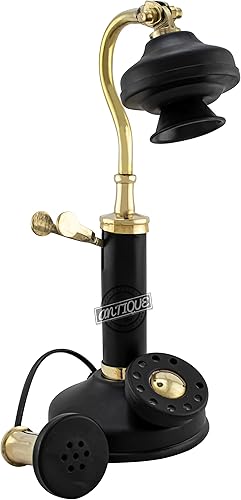 Miniatura 5 de Decoración antigua Candelabro Teléfono Esfera Rotativa No Funciona Decoración del Hogar Escritorio Estante Decoración (Swan-Latón-Negro)