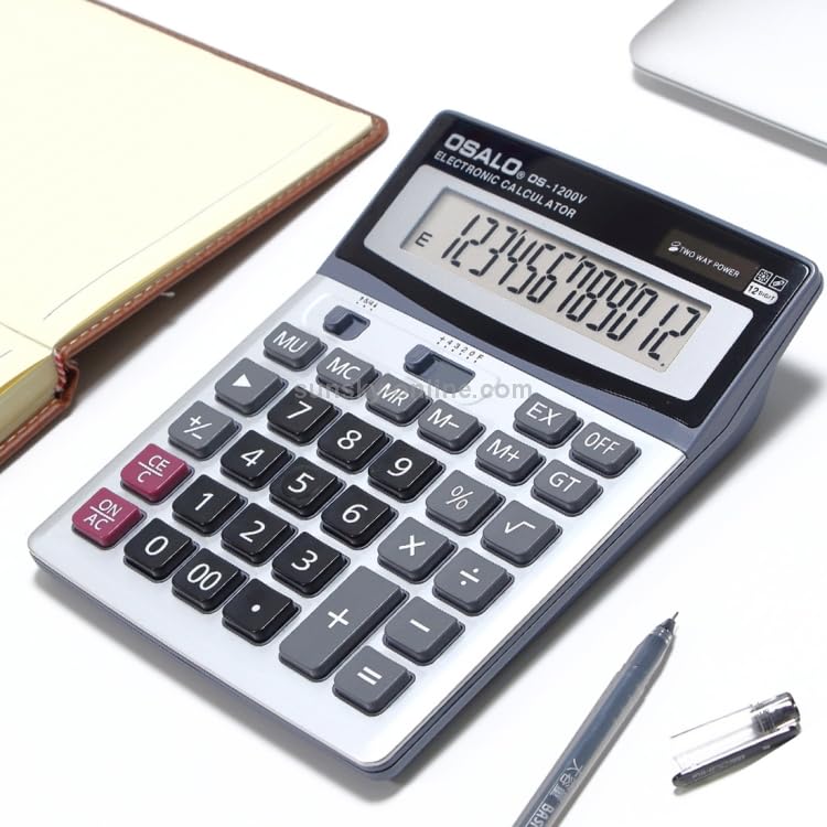 Angled view of the ELECTROPRIME Desktop Calculator showing the full keypad
