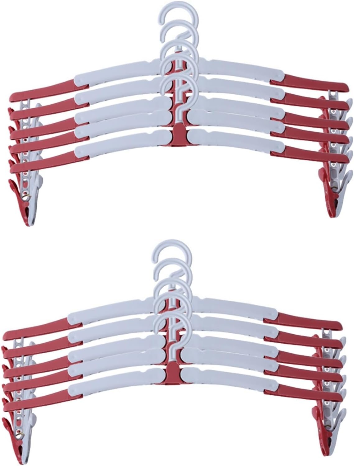 Coat Hangers, Foldable Plastic Clothes Hanger Portable Travel Clothes Hanger Lightweight Durable Non Deformable Hanger for All Clothes(Red,10)