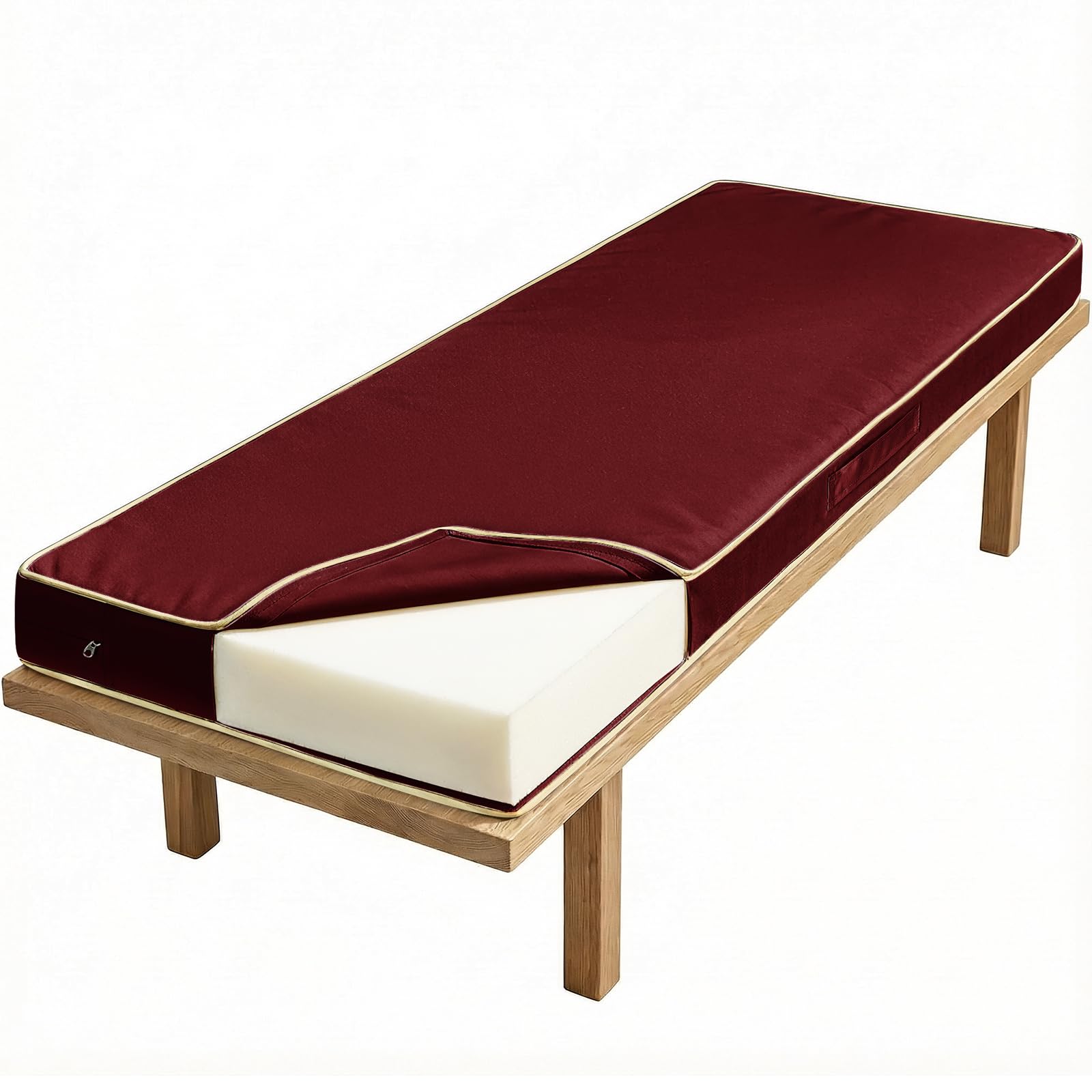 TaiBest Outdoor Bench Cushions for Patio Furniture, Comfortable Bench Seat Pads for Garden, Indoor, Porch Swing (Red, 122X46X8 cm)
