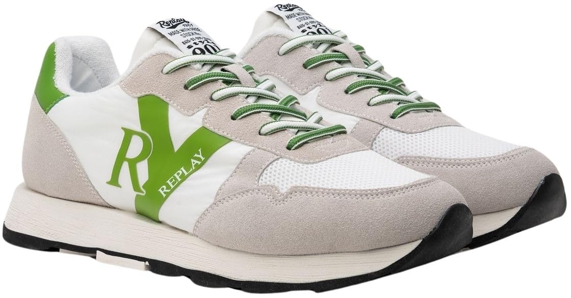 Replay Men's Arthur Ry 2 Sneaker, 071 White Green, 11.5 UK