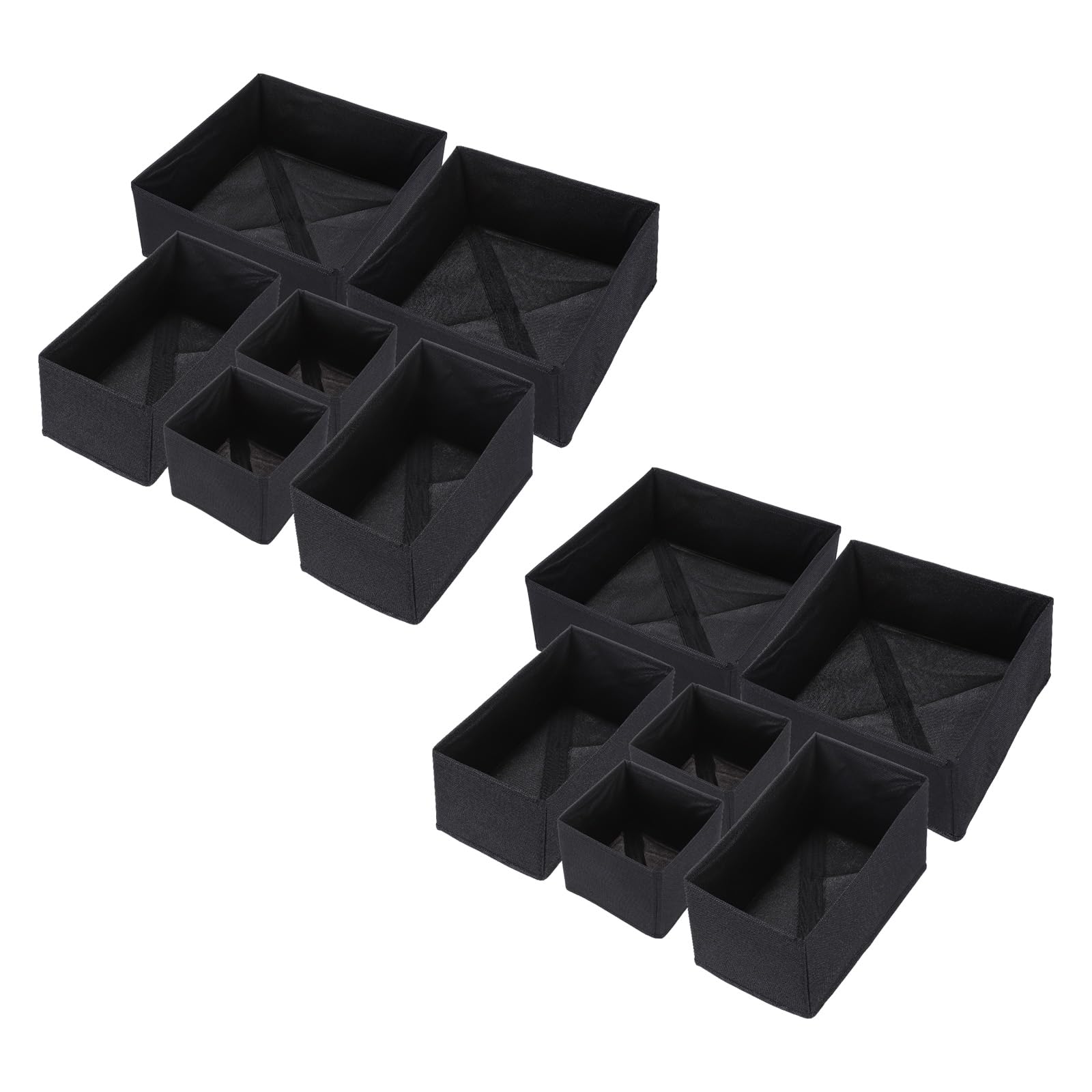 QUARKZMAN Zusammenklappbare Stoff-Aufbewahrungsbox 12 Fächer Schwarz | 1 Set, Socken Unterwäsche Schubladen-Organizer Körbe Behälter, Für Kleidung Socken Schals Krawatten, Stoff