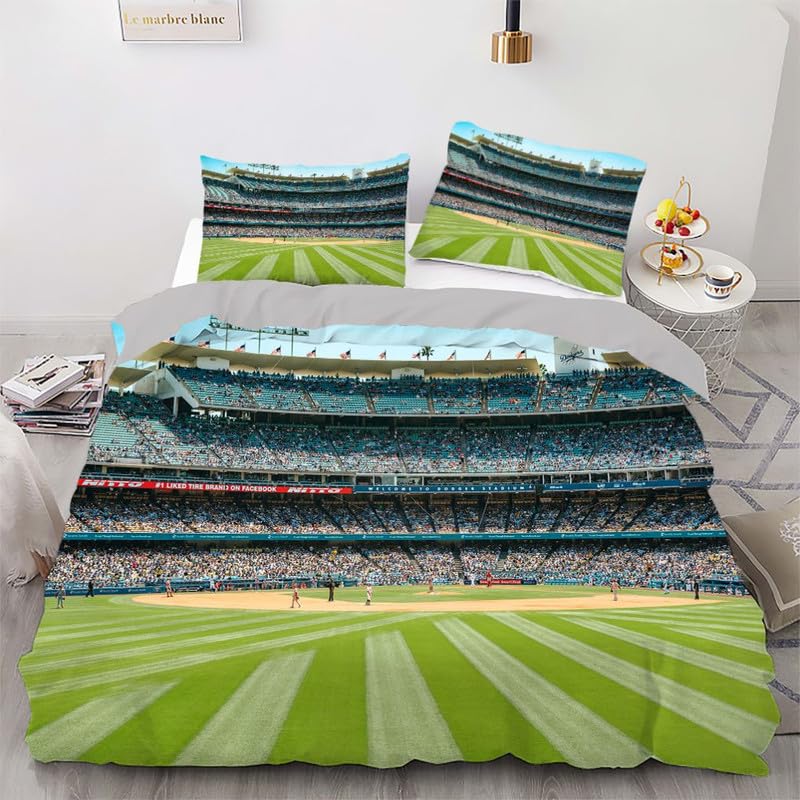Housse de couette decoration anniversaire motif stade vert parure adulte