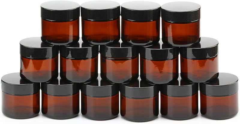 Encheng Frascos de Vidro Âmbar com Tampa de Rosca, 60 mL, Pacote com 15
