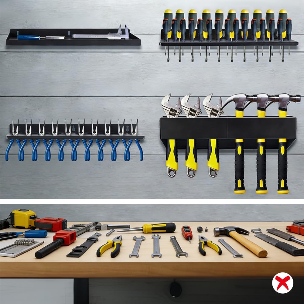 UNICRAFTALE 4 Ensemble 4 Style Montage Murale Ensemble de Rangement d'Outils à Main Organisateur de Tournevis Noir avec Fixations Métal Porte Pinces Acier Carbone avec Trous Rangement d'Outils Utility