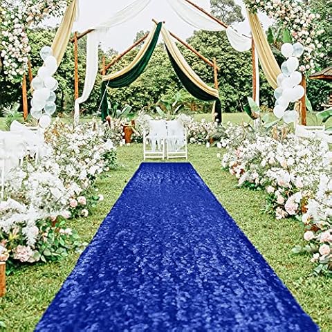 Hahuho Royal Blue Carpet Runner for Party 4ft x 15ft Glitter Aisle Runner for Wedding Ceremony, Birthday, Banquet Decorations（4ft x 15ft, Royal Blue） Cover