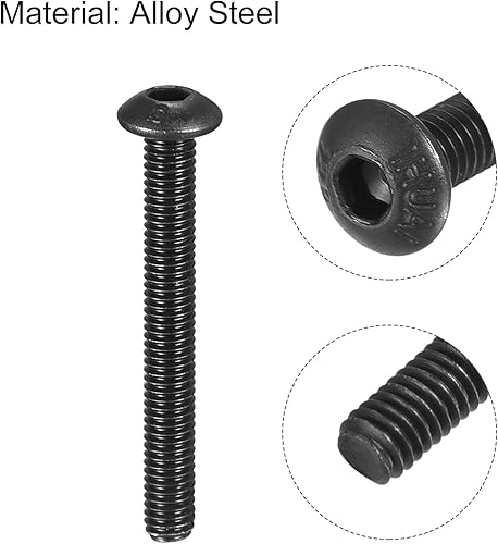 Miniatura 4 de uxcell Tornillos de cabeza de botón hexagonal M3x25mm Tornillos de acero de aleación 100pcs